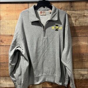 Izod Gray Quarter-Zip Sweatshirt with Iowa logo men's XL